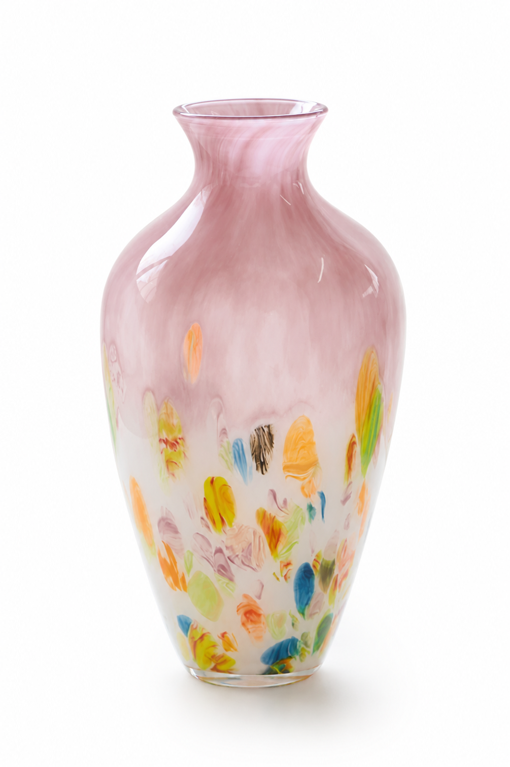Blush Garden Tall Ceramic Vase – Hand-Painted Floral Design