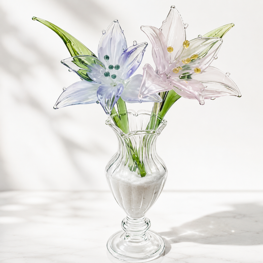Crystal Bloom Glass Lily Vase – Mini Floral Décor