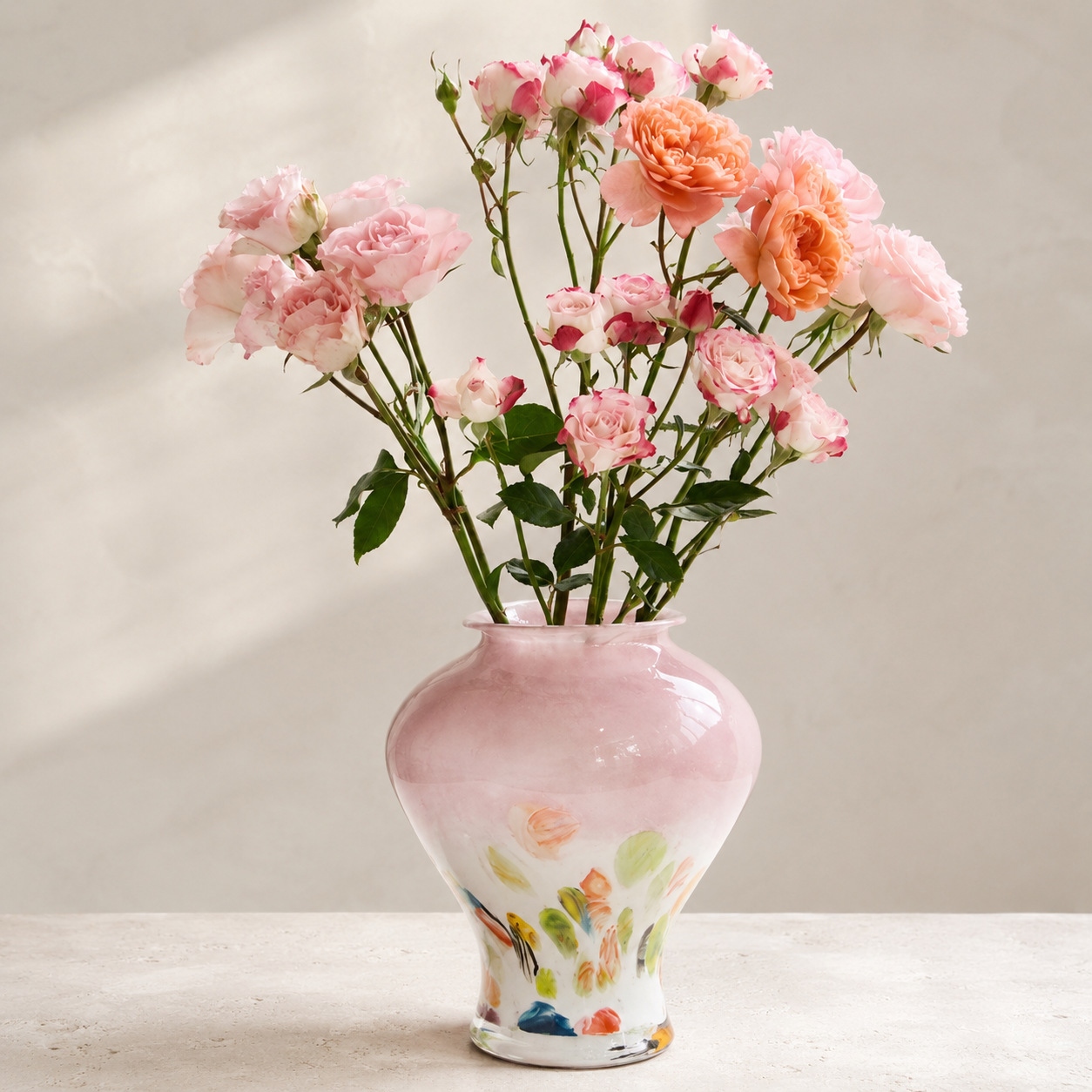 Blush Garden Hand Painted Ceramic Vase