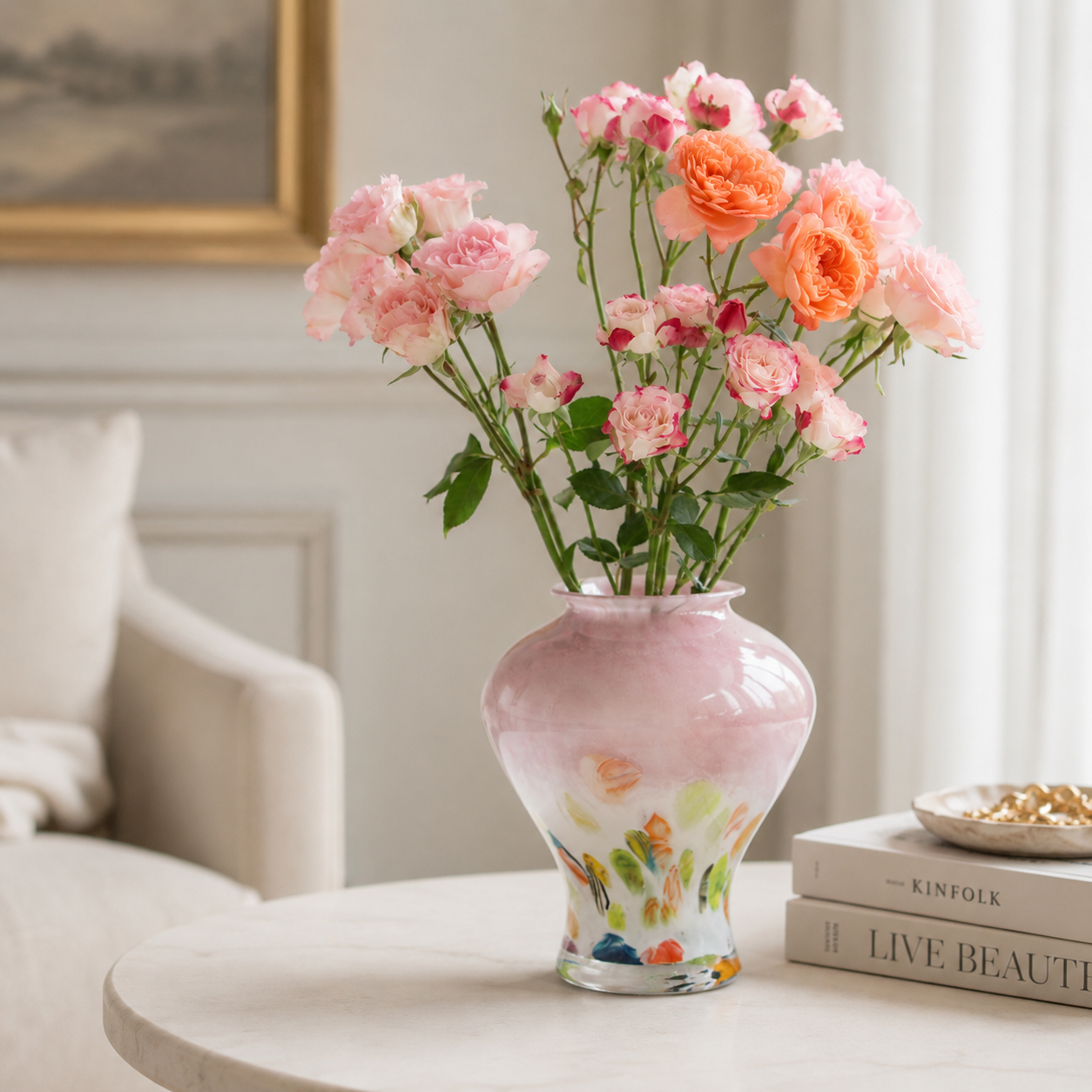 Blush Garden Hand Painted Ceramic Vase