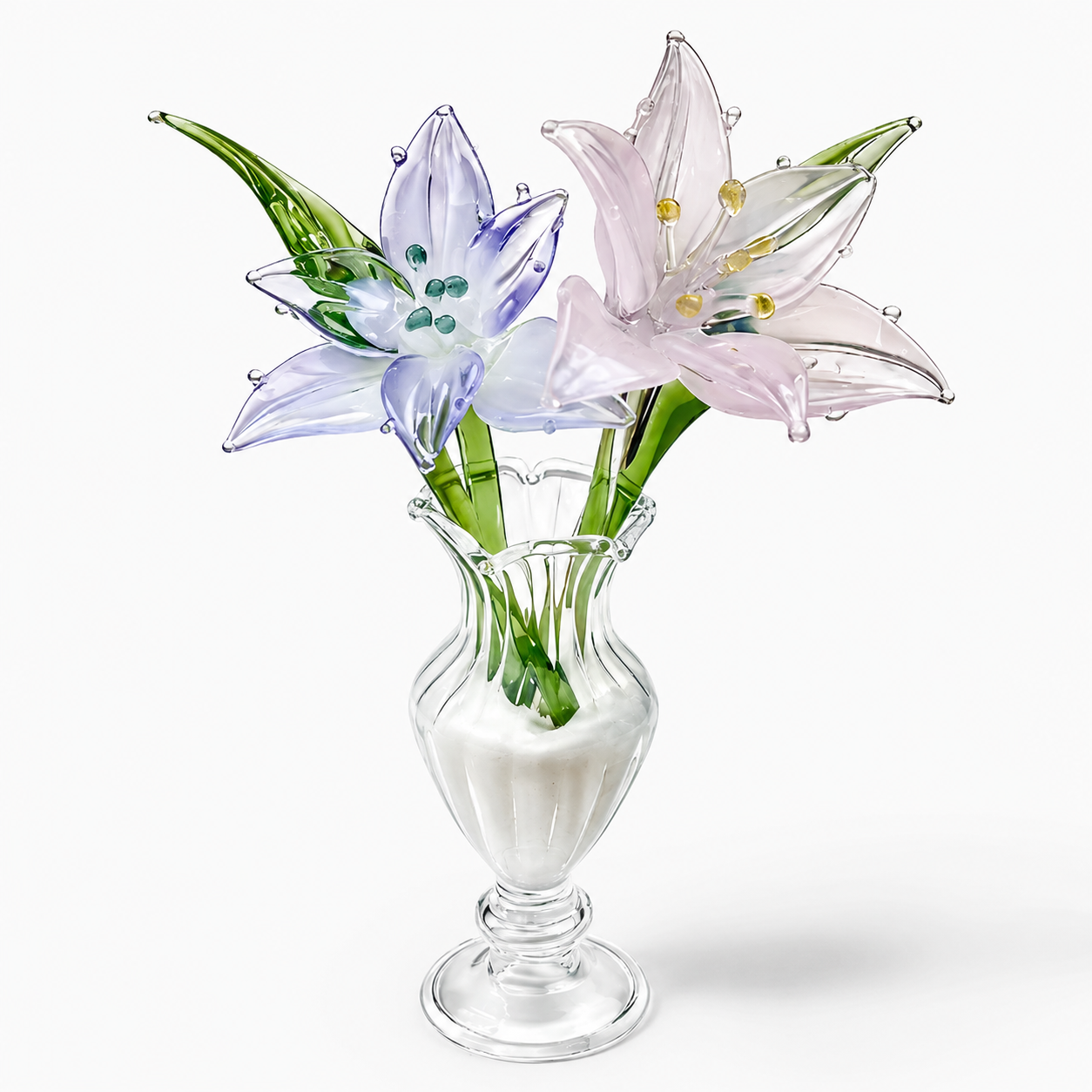Crystal Bloom Glass Lily Vase – Mini Floral Décor