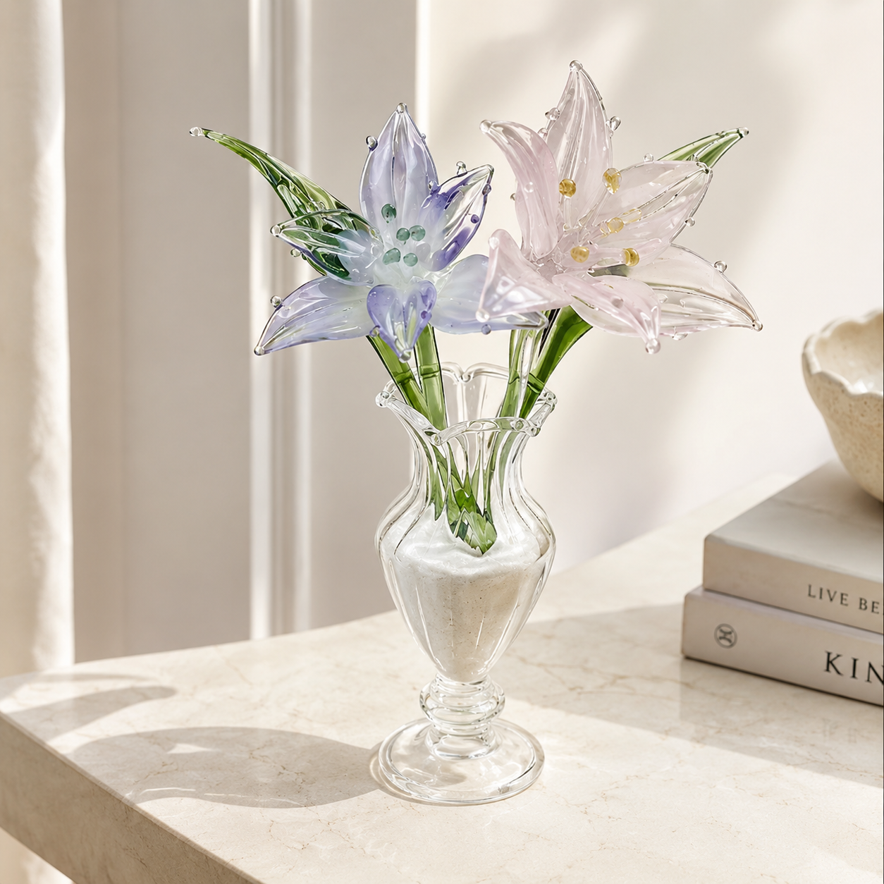 Crystal Bloom Glass Lily Vase – Mini Floral Décor